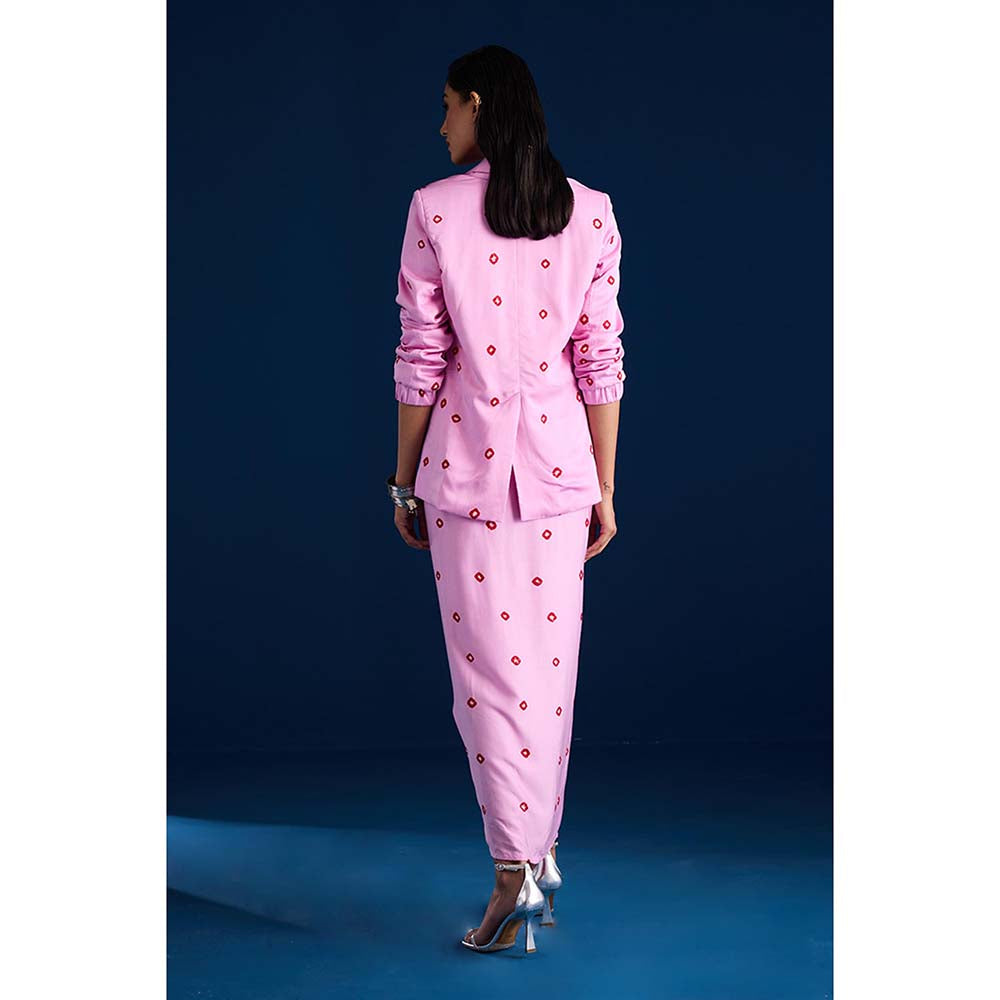 Aapro Label Amora Draped Pink Dress With Jacket