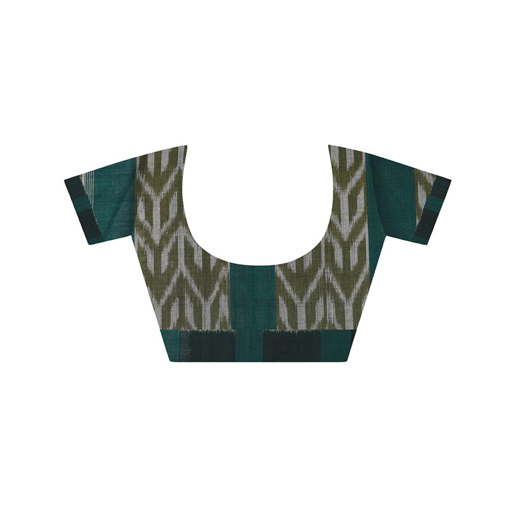 Aditri Handloom Ikat On Cotton From Orissa Saree with Blouse Piece