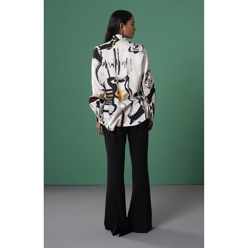 Advait White Beru Printed and Embroidered Shirt