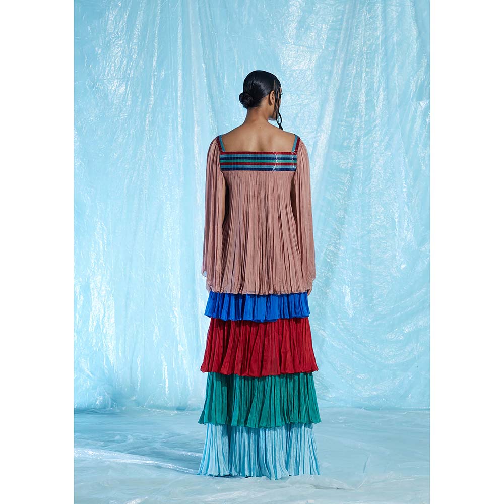 AKHL Mauve Gathered Glass Chiffon Top