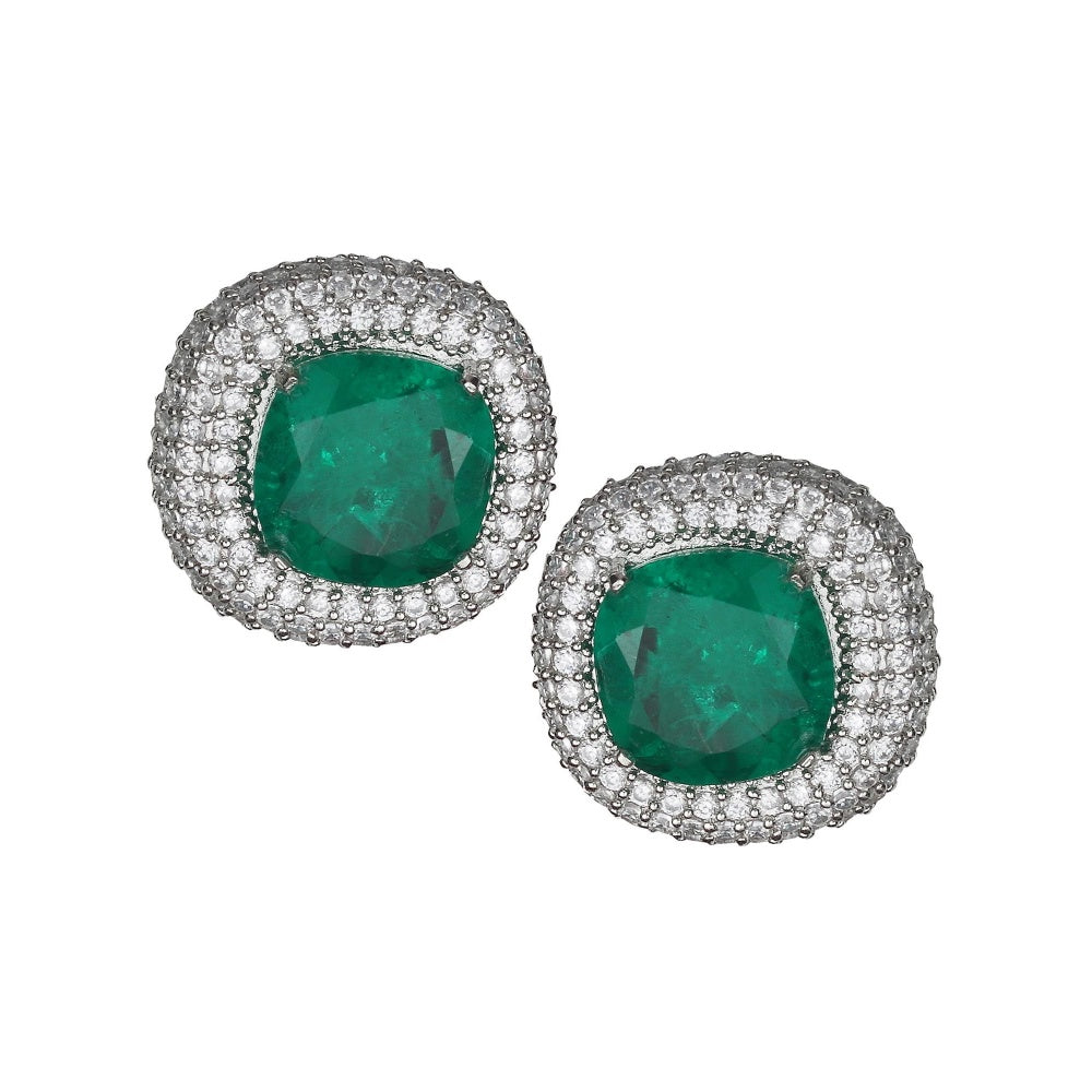 Akulya Jewels Pillow-Cut Emerald Green Doublet Necklace (Set of 2)