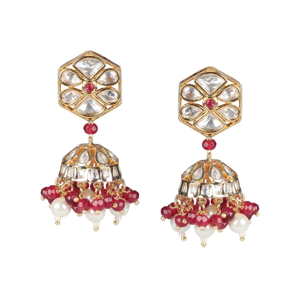 Akulya Jewels Ruby Red Polki Necklace (Set of 2)