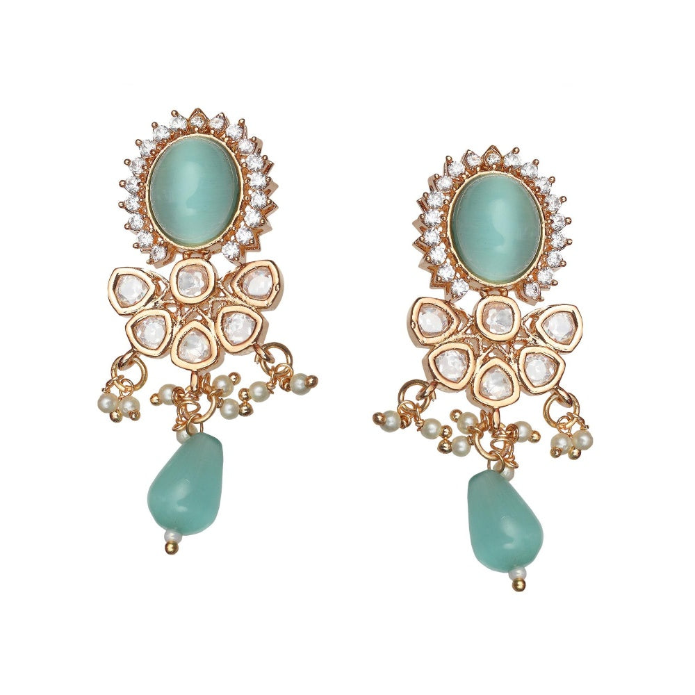 Akulya Jewels Blush Pink and Mint Kundan Necklace (Set of 2)