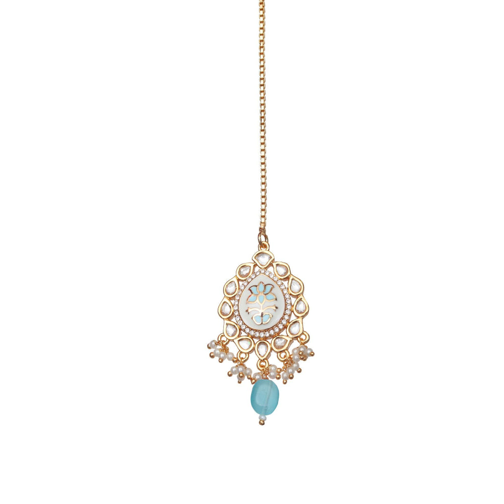 Akulya Jewels Turquoise Minakari Kundan Choker (Set of 3)