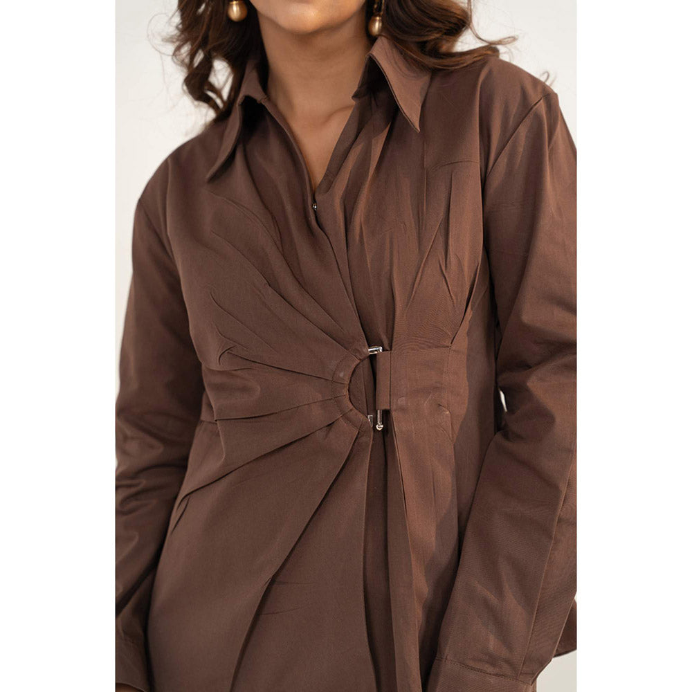 All Eyes On You Aeoy Brown Wrap Style Shirt