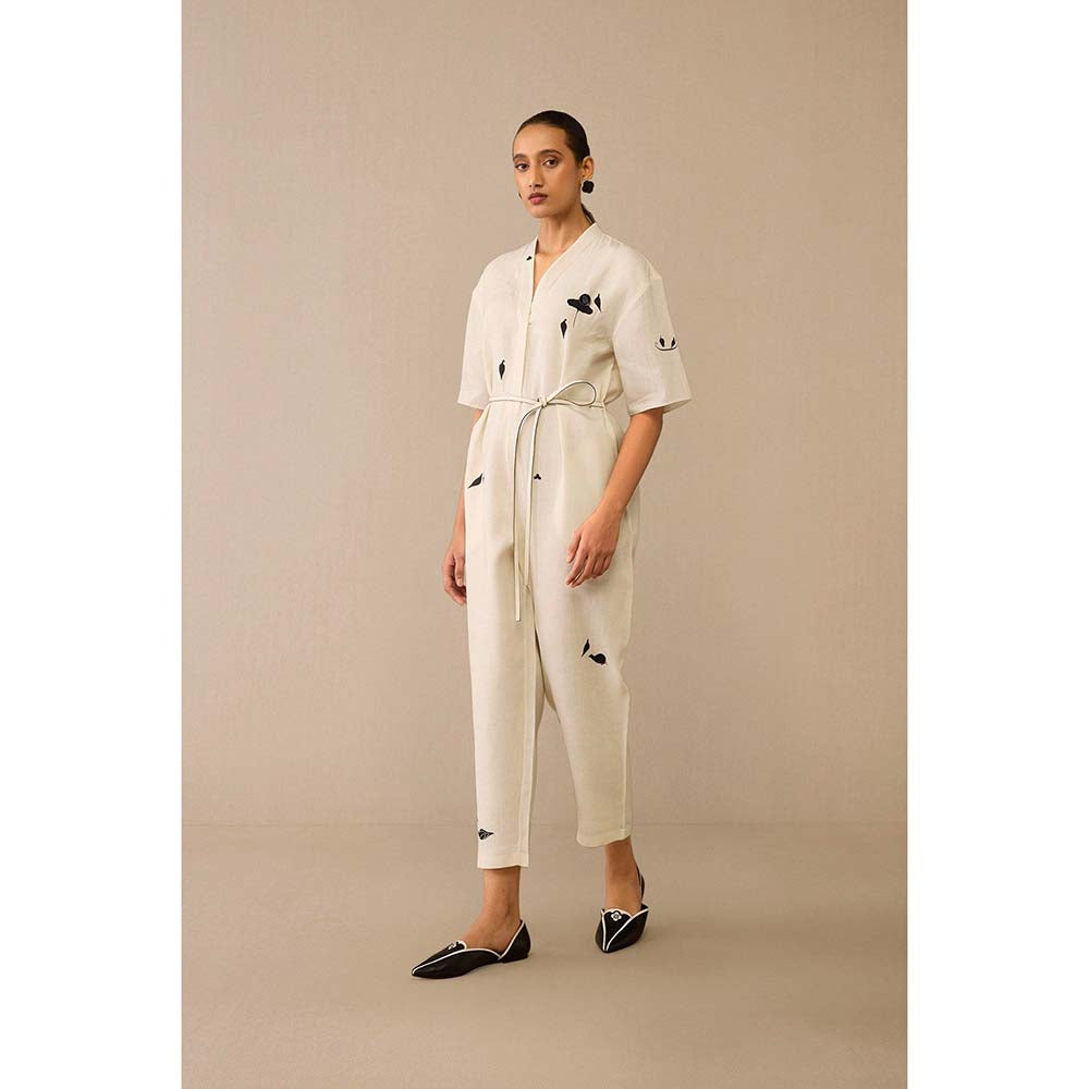 AMPM Ivory Dilsoz Jumpsuit with Belt (Set of 2)