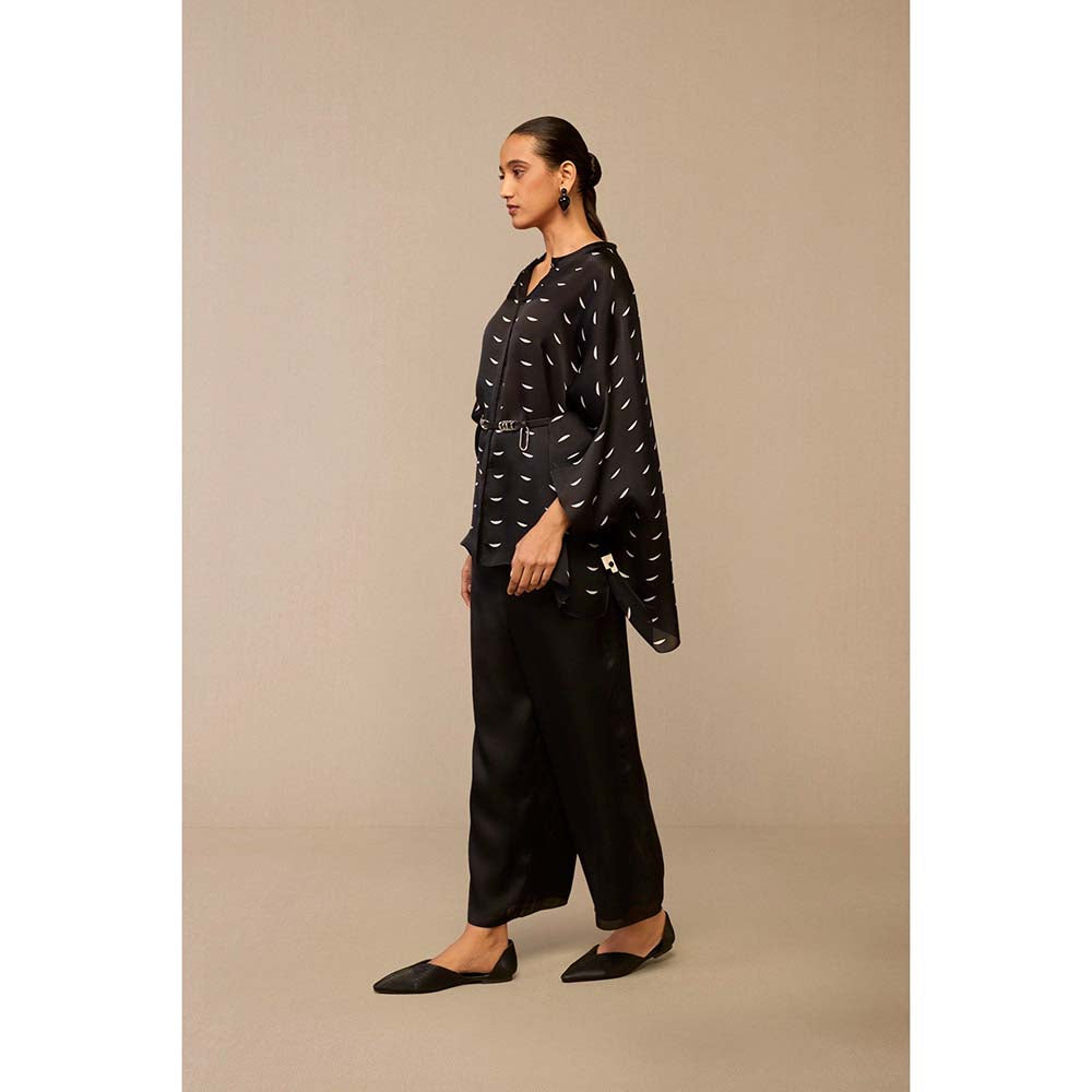 AMPM Black Dilsanjh Shirt with Palazzo and Belt (Set of 3)
