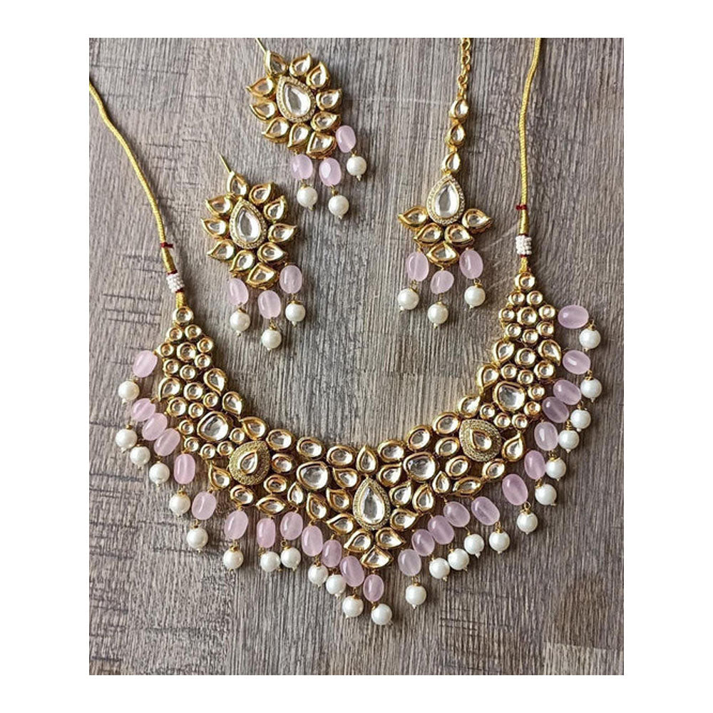 Amreli Jaipur Tulip Pink Kundan Set