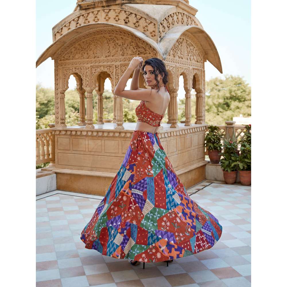Amrood Rust Blouse with Lehengas (Set of 2)