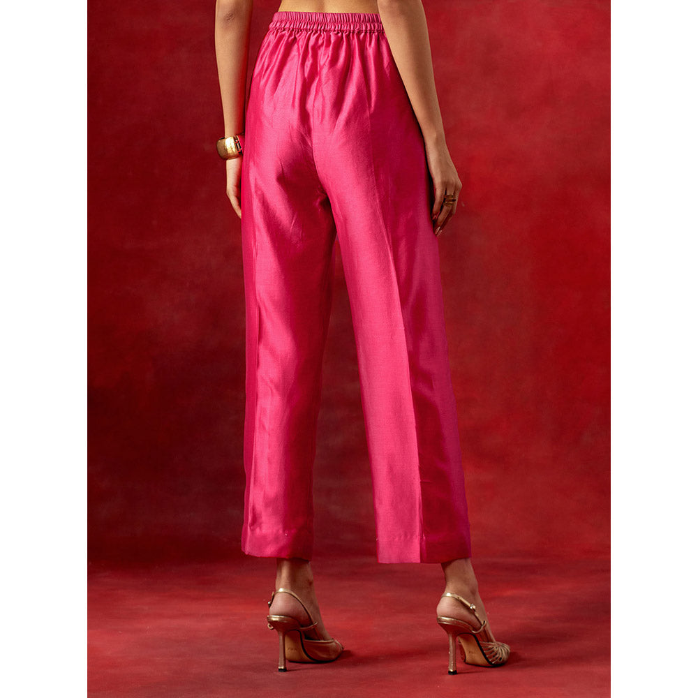 Anantaa by Roohi Trehan Fuchsia Round Neck Kurta With Pant (Set of 2)