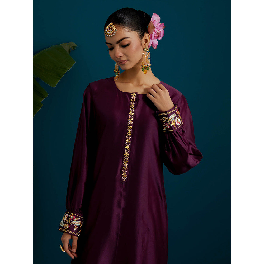 Anantaa by Roohi Trehan Purple Round Hem Kurta With Back Motif