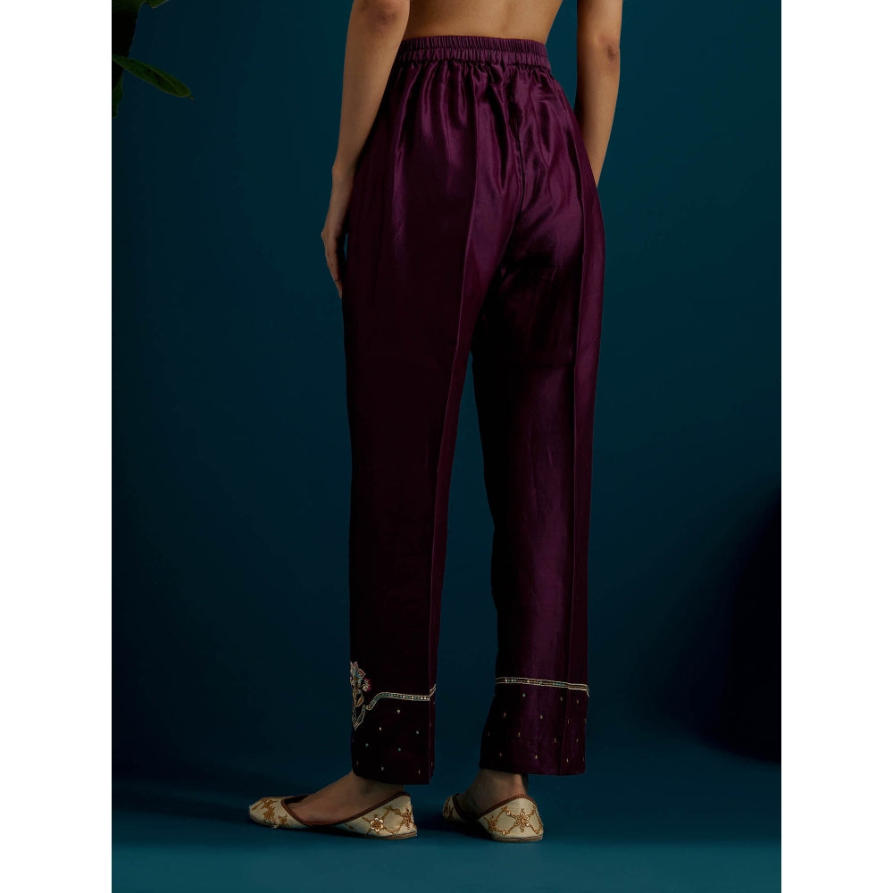 Anantaa by Roohi Trehan Purple Round Neck Long Yoke Kurta with Pant (Set of 2)