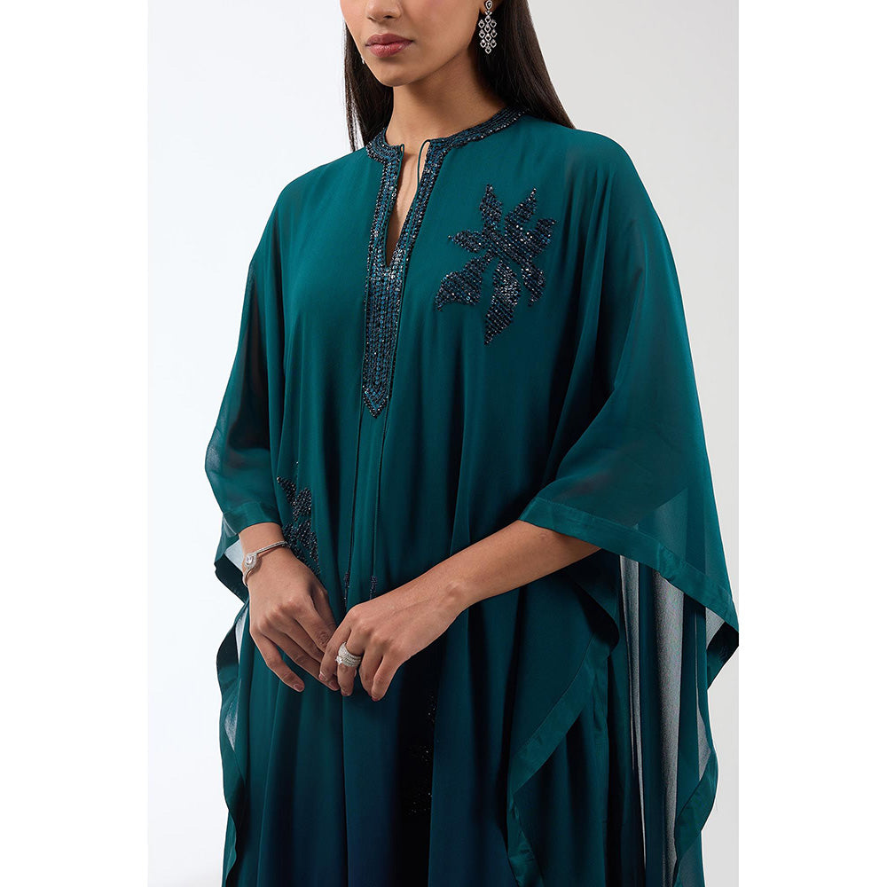 Anjali Kanwar Teal Ombre Kaftan and Pant (Set of 2)