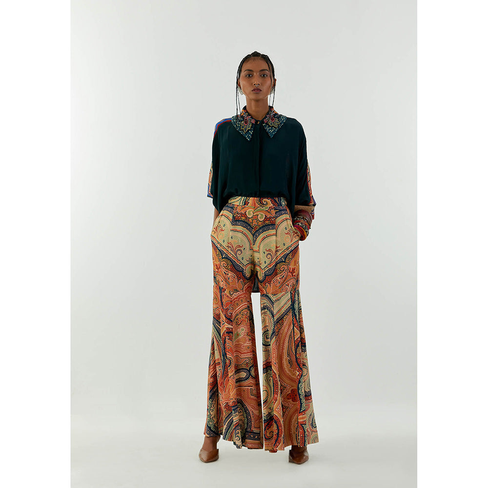 Aseem Kapoor Teal Mandala Shirt With Sharara (Set of 2)