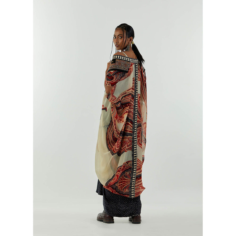 Aseem Kapoor Grey Ritu Cape With Blouse And Skirt (Set of 3)