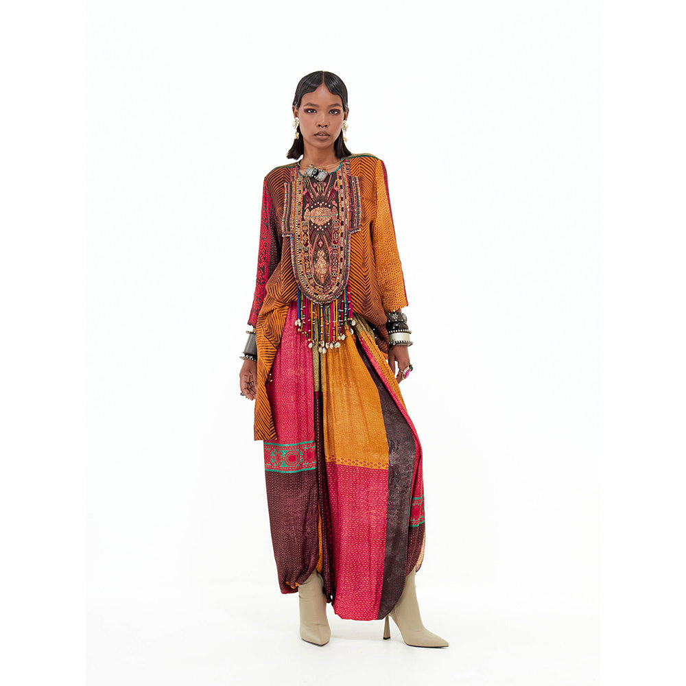 Aseem Kapoor Mustard Mitra Short Kurta With Draped Trouser (Set of 2)