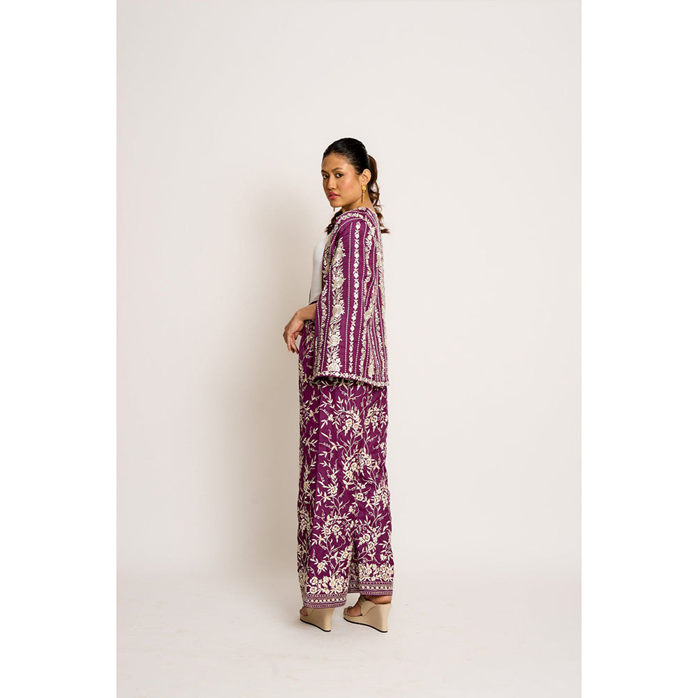 ASHTAR Purple Giro Cape And Pants Set (Set of 2)