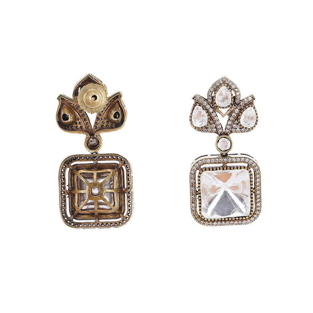 Auraa Trends White Stones Exquisite Necklace and Earrings