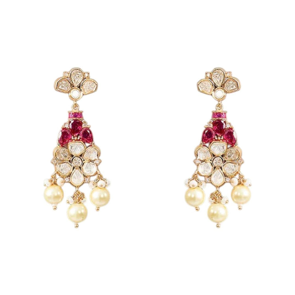 Auraa Trends Gold-Plated Kundan and Pearl Stone Jewellery Set