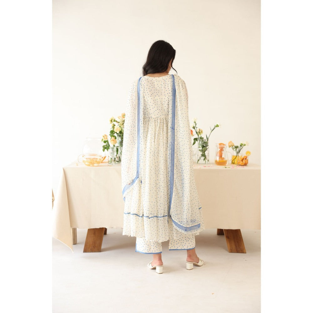Baise Gaba Boondie Polka Dot Anarkali Kurta with Pant & Dupatta (Set of 3)