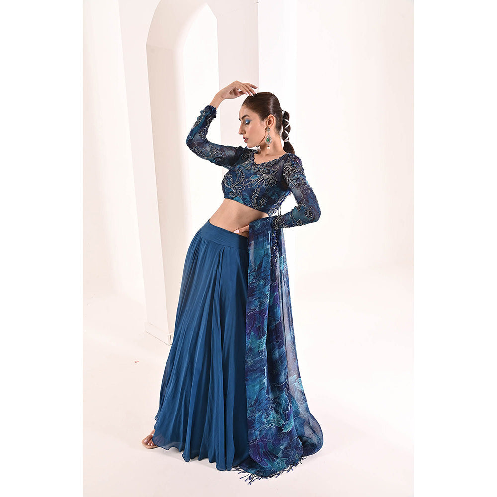 Bani Khurana Printed Embroidered Lehenga with Blouse and Dupatta (Set of 3)