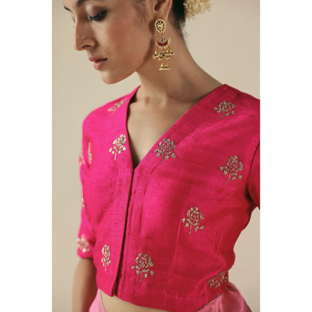 Begum Pret Pink Amber Saree with Stitched Blouse