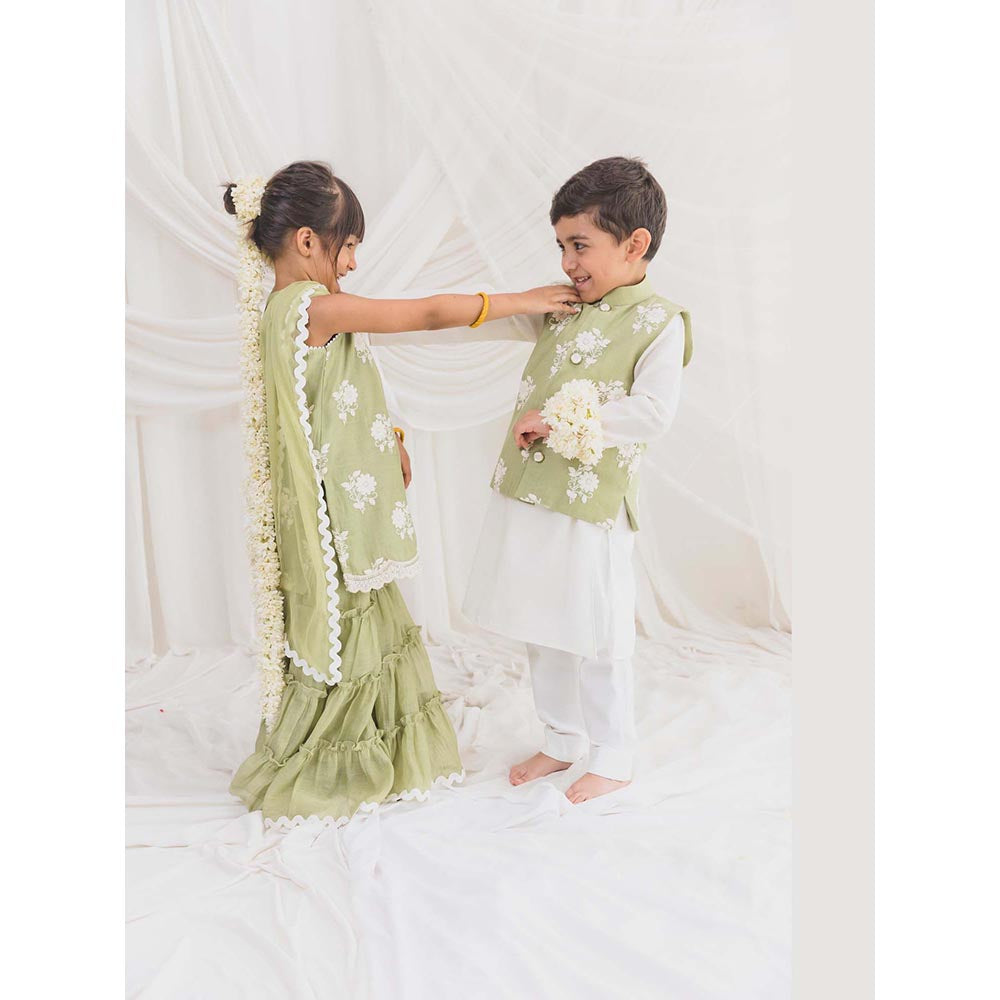 Chotibuti Hara Green Kurti with Sharara and Dupatta