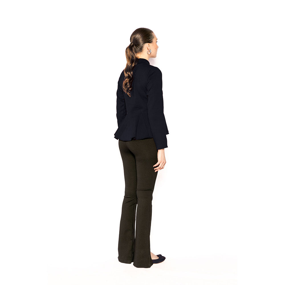 Contemponari Navy Blue Solid Full Sleeves Trojan Top