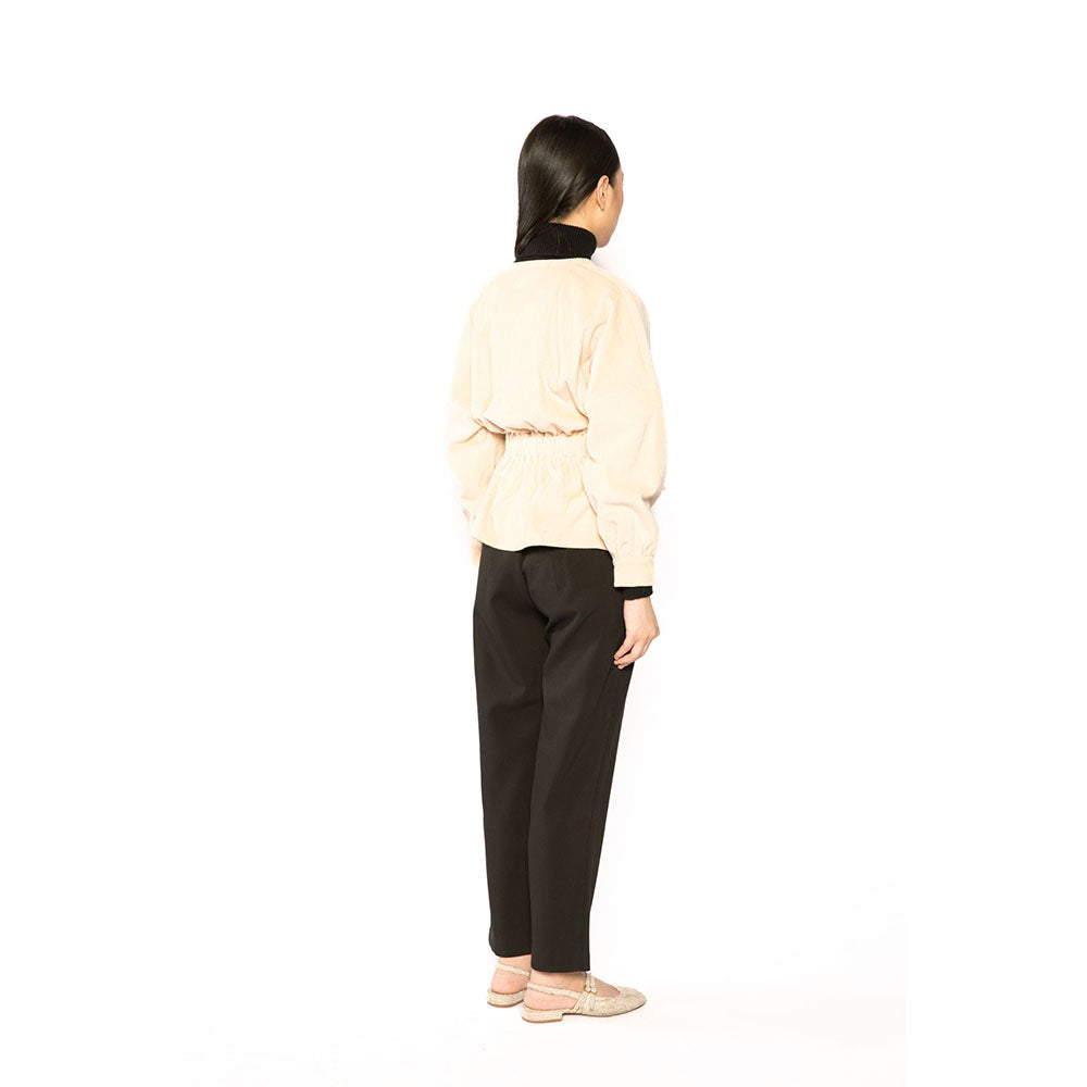 Contemponari Women Corduroy Solid Beige Winter Jacket