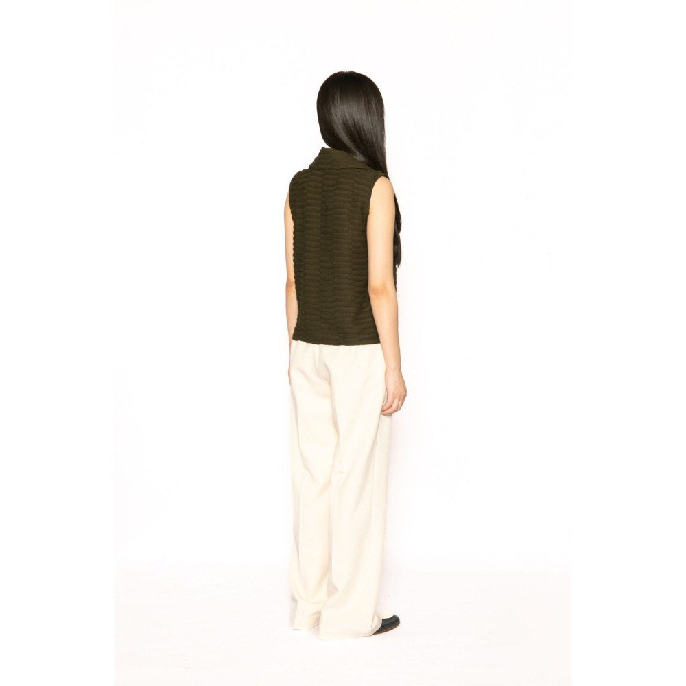Contemponari Womens Ajax Solid Olive Top