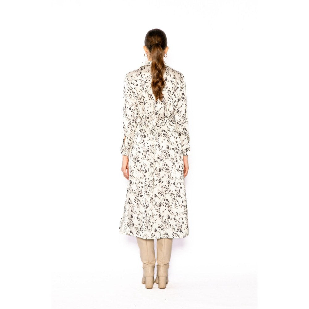 Contemponari Womens Homer Printed White Dress