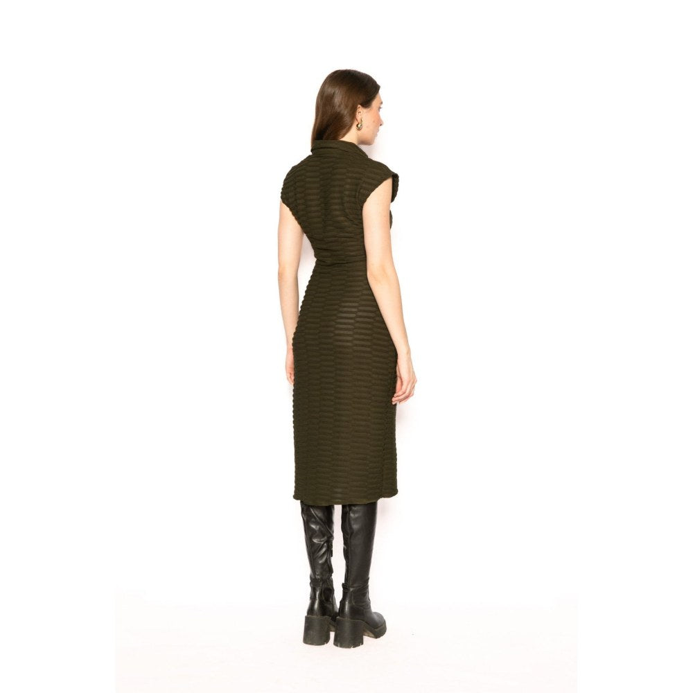 Contemponari Womens Ursa Textured Green Dress