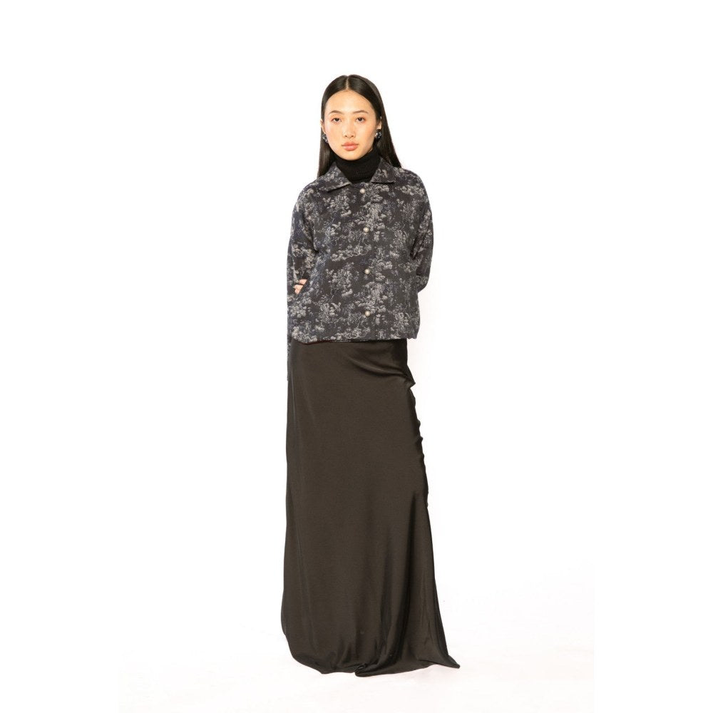 Contemponari Womens Aries Printed Grey Shacket