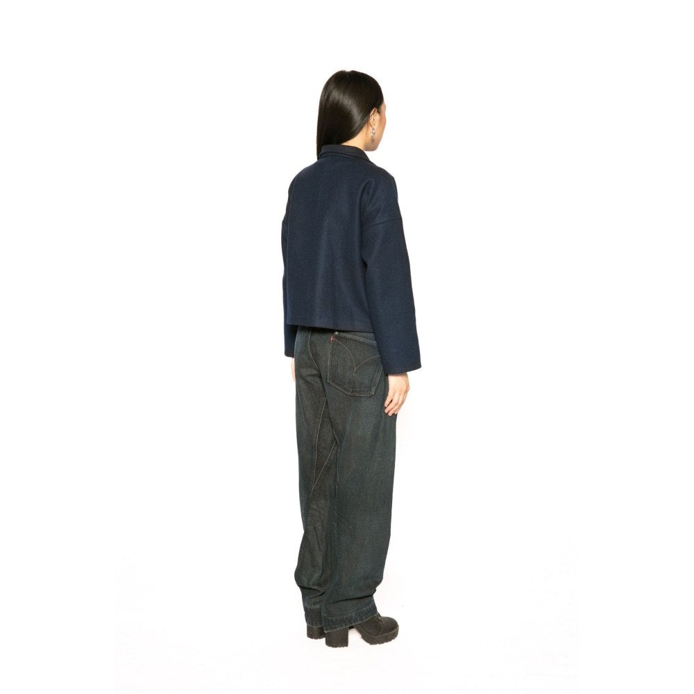 Contemponari Womens Xenia Solid Blue Jacket