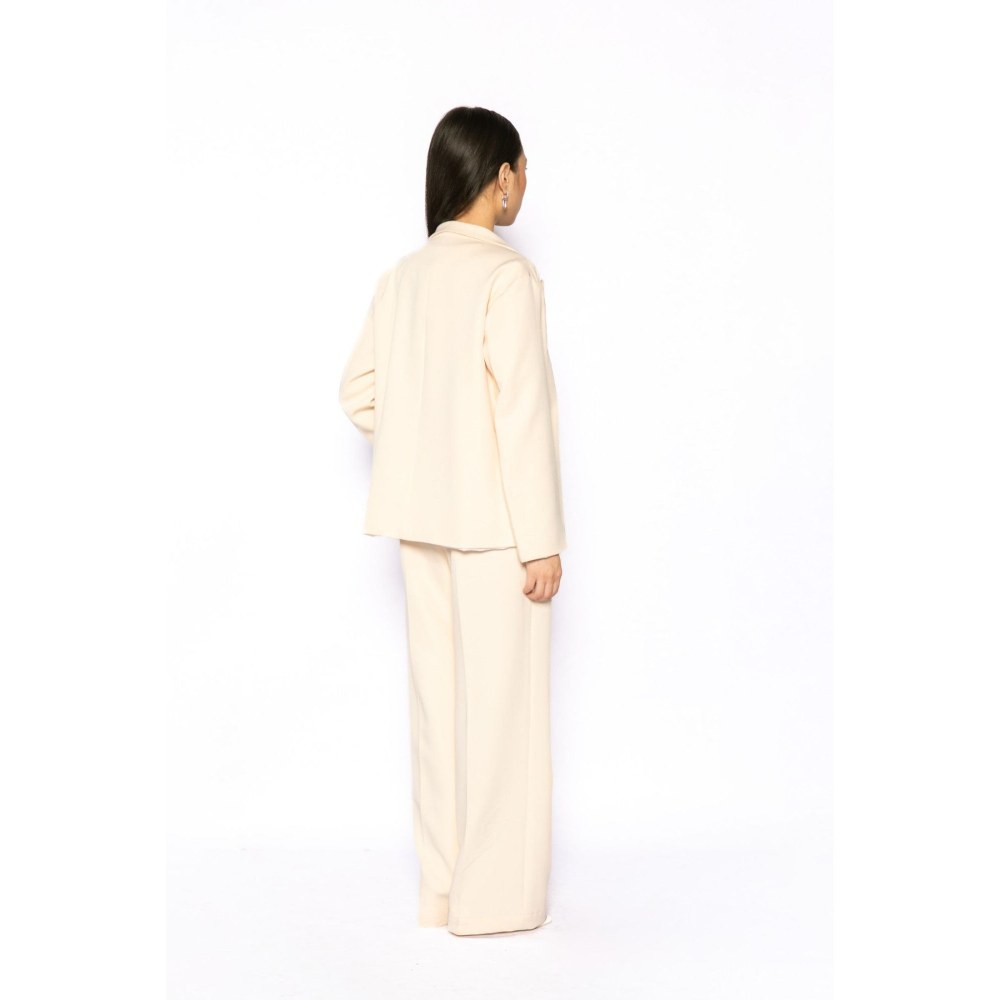 Contemponari Womens Phoenix Solid Beige Blazer