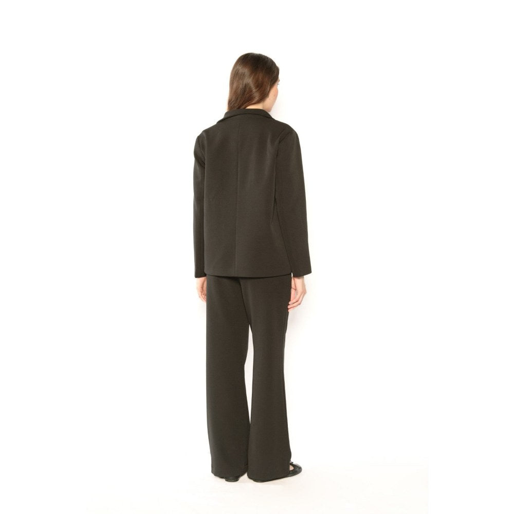 Contemponari Womens Phoenix Solid Black Blazer