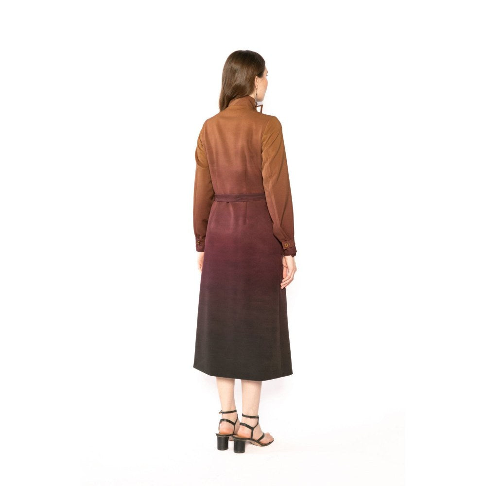 Contemponari Womens Penelope Ombre Multi-Color Coat with Belt