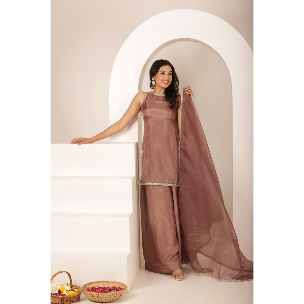 DEASHA INDIA Rubab Mauve Farshid Kurti with Palazzo and Dupatta (Set of 3)