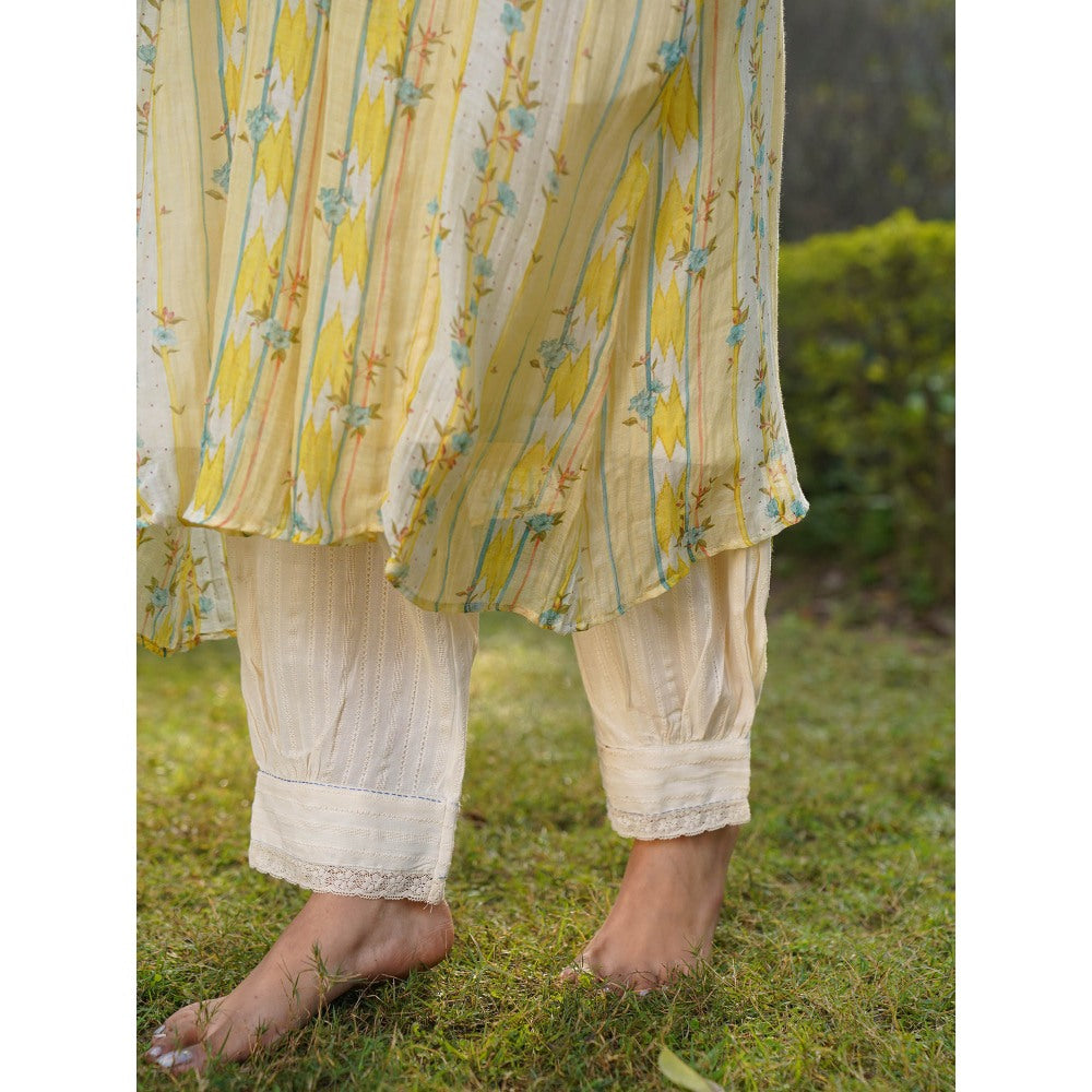 Dhaari by Deepika Handwoven Cotton Pants Kantha Embroidery