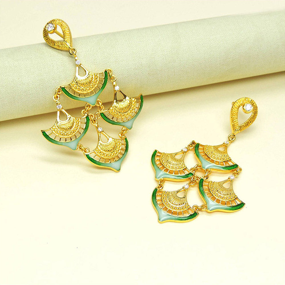 Divino Green Frosty Fields Dangler Earrings