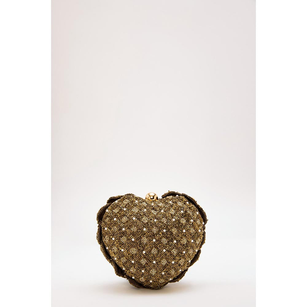 DOUX AMOUR Isa Vintage Gold Embellished Clutch