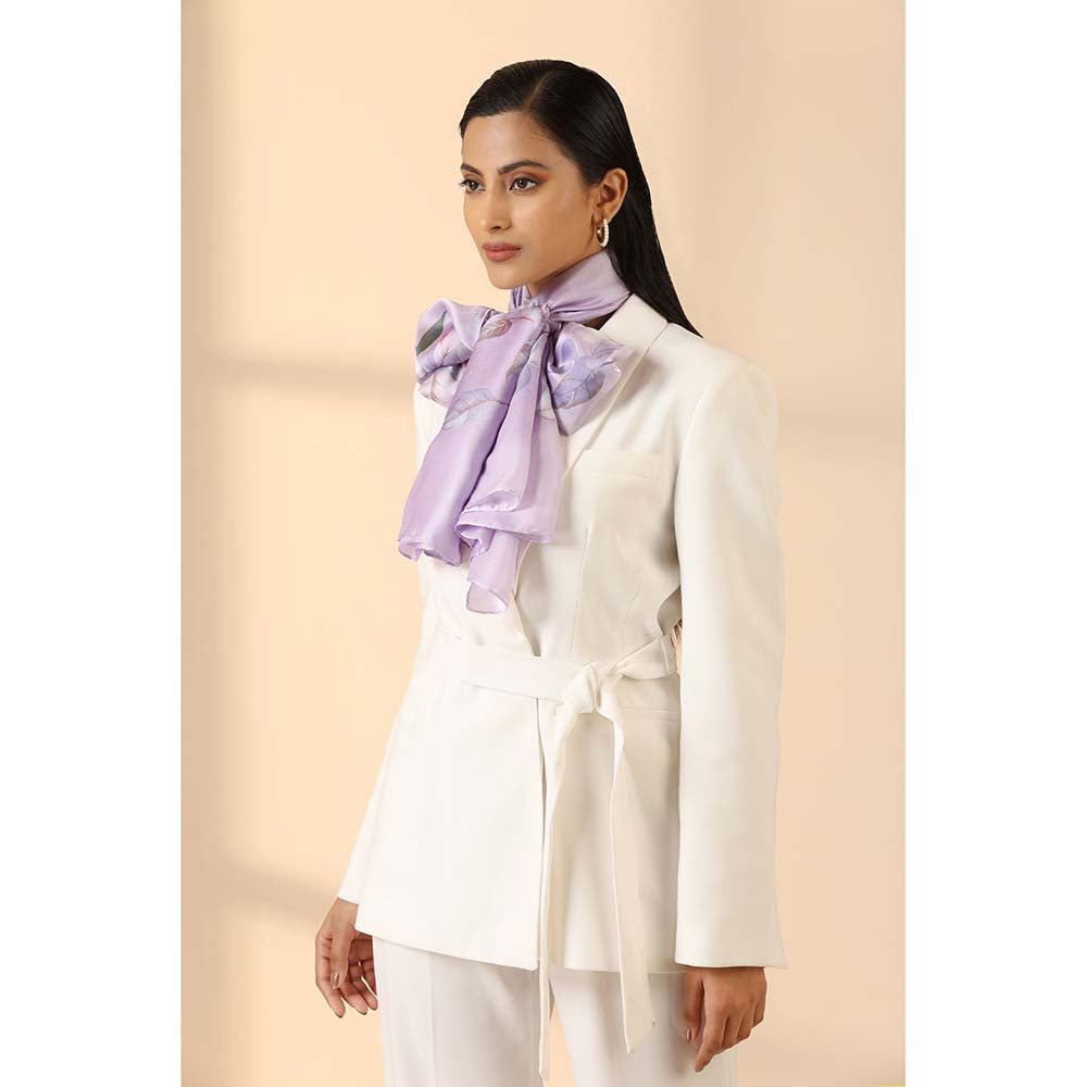 Dusala India Lavender Printed Isla Silk Scarf