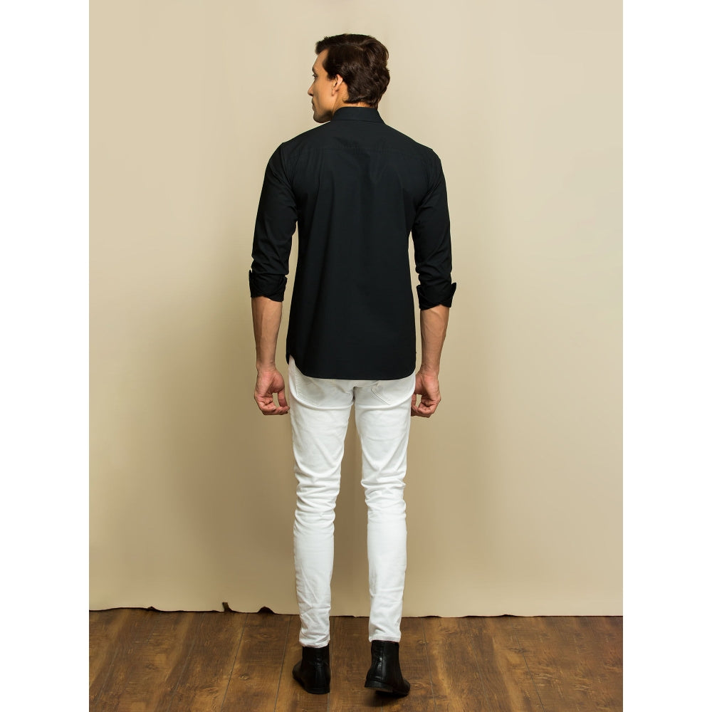 Echke Black Shirt with Zip on The Placket
