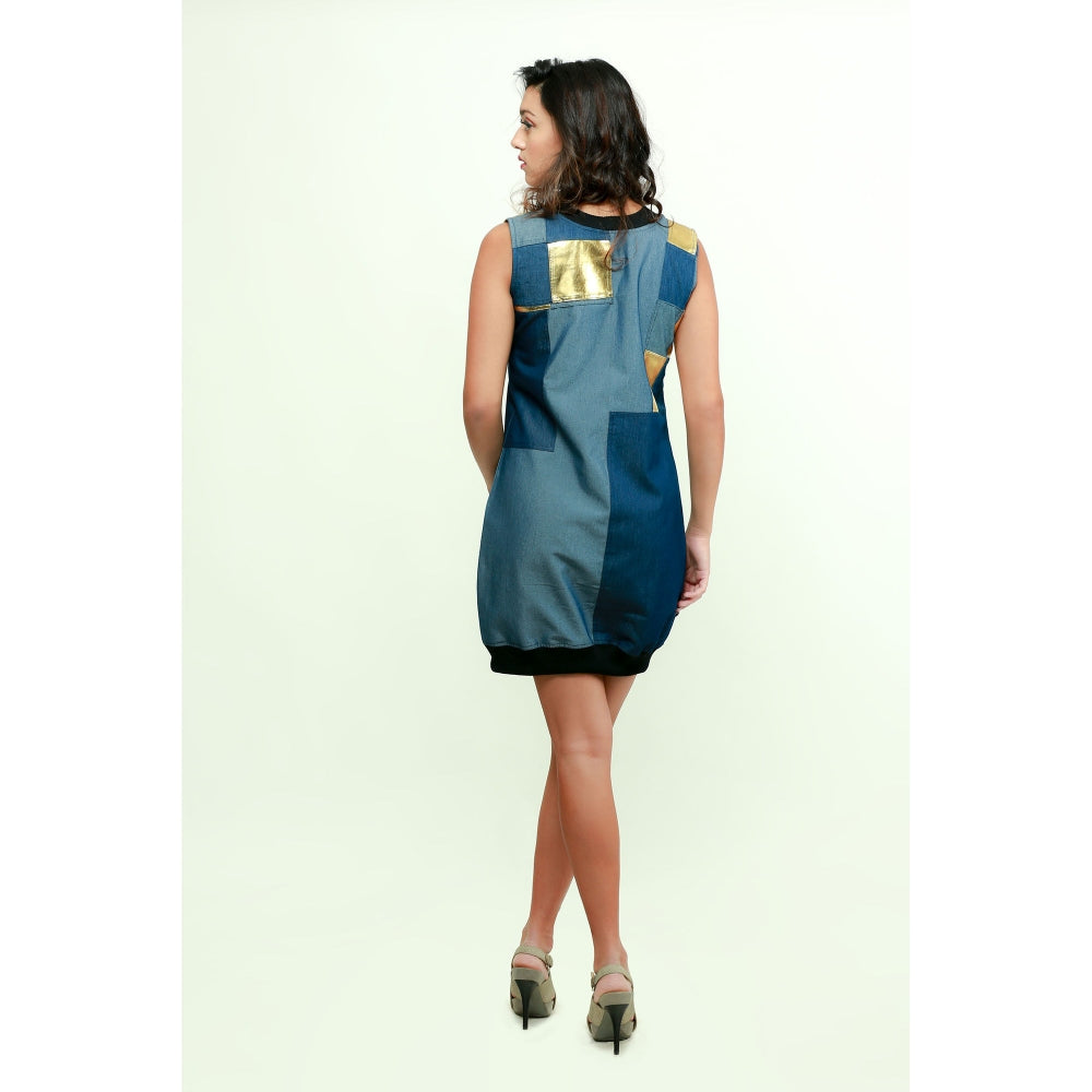 Echke Denim & Gold Ribbed Dress
