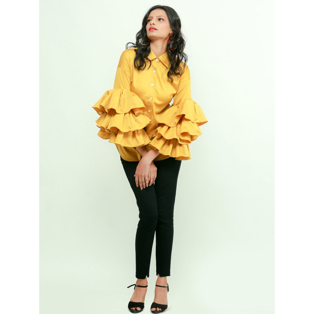 Echke Shirt With Rouged Sleeves