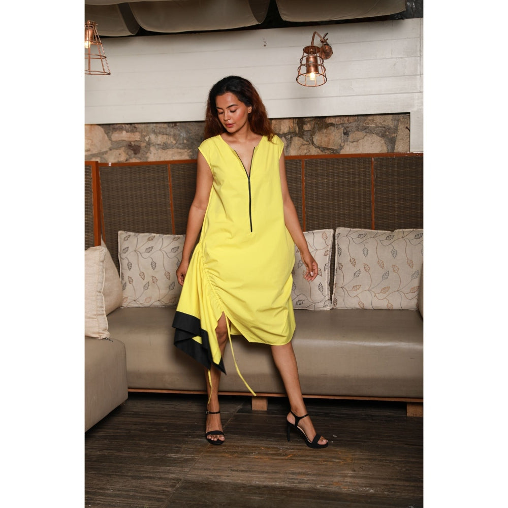 Echke Asymmetric Bright Yellow Dress