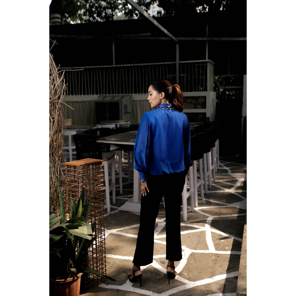 Echke Embellished Chinese High Neck Top