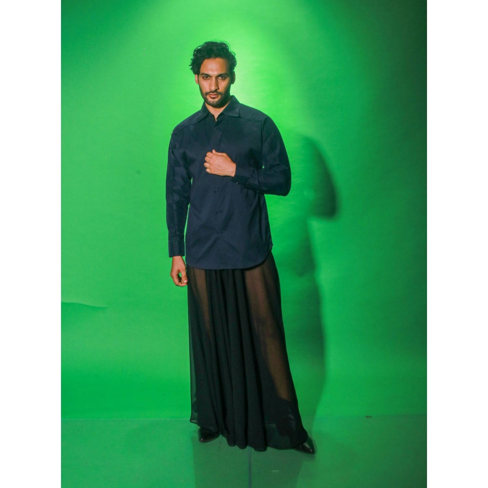 Echke Navy Blue Solid Shirt