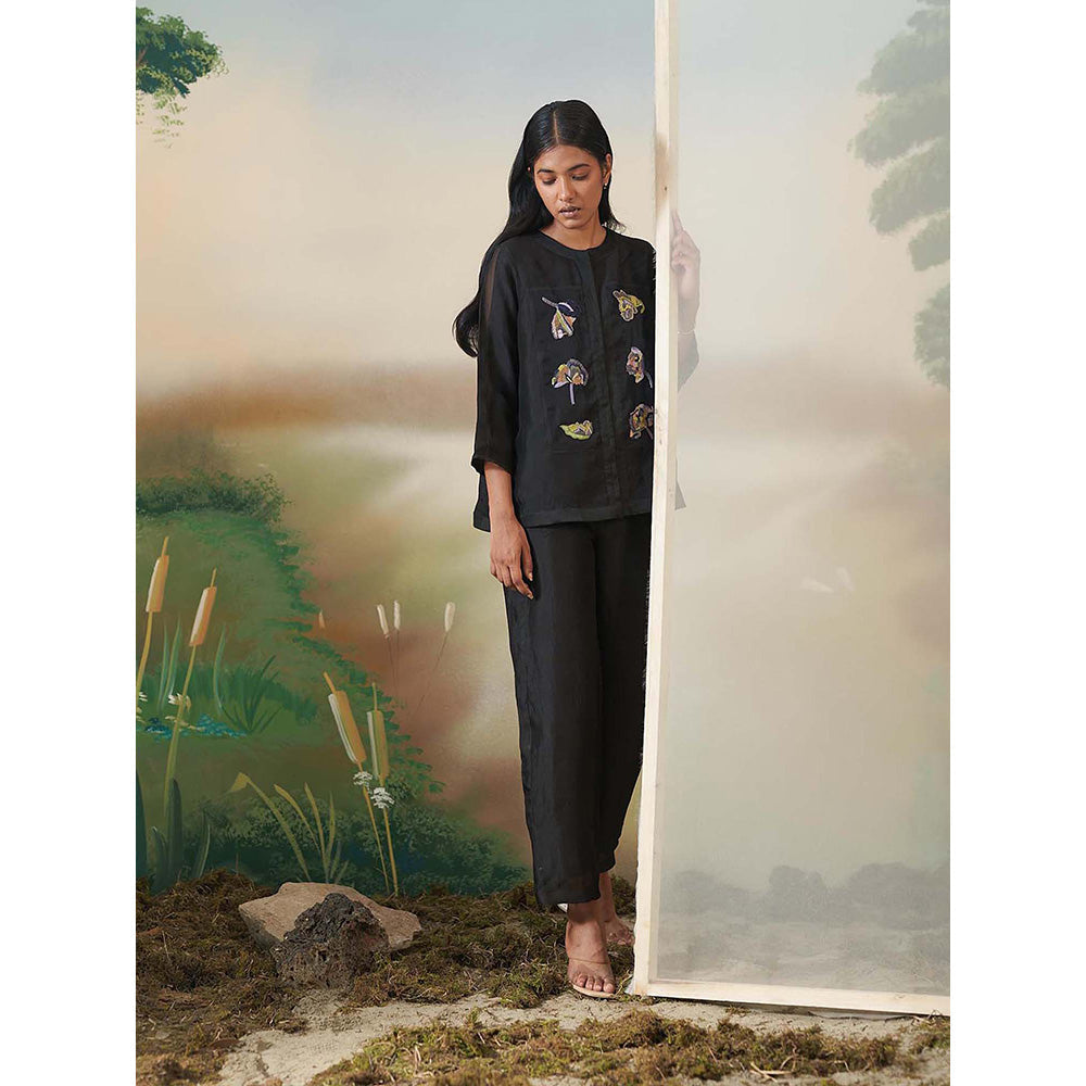 FEBo6 Primrose Black Embroidered Top