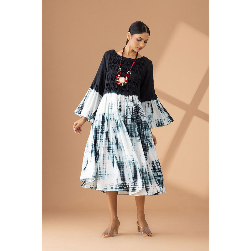 Finethreads by Hina & Nikhat Black Twilight Reverie Flared Dress